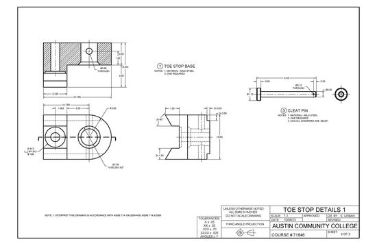 Toe Stop Assembly Base and Cleat Pin