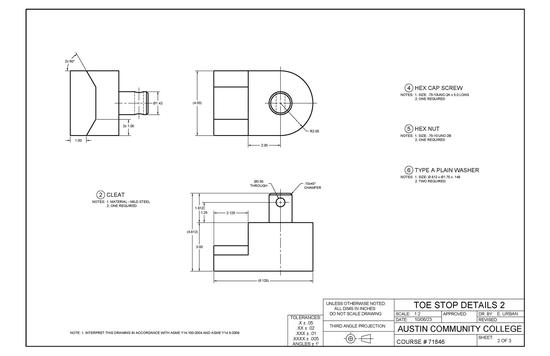 Toe Stop Assembly Cleat Detail