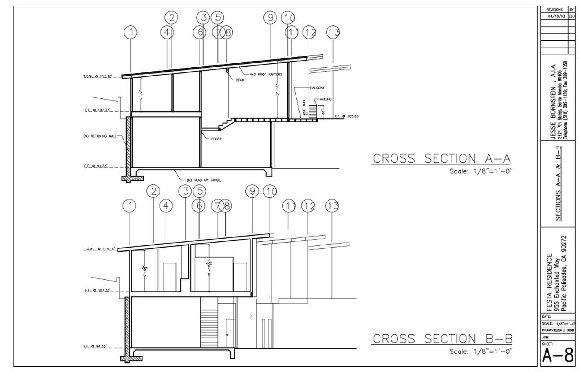 Festa Sections A-A and B-B