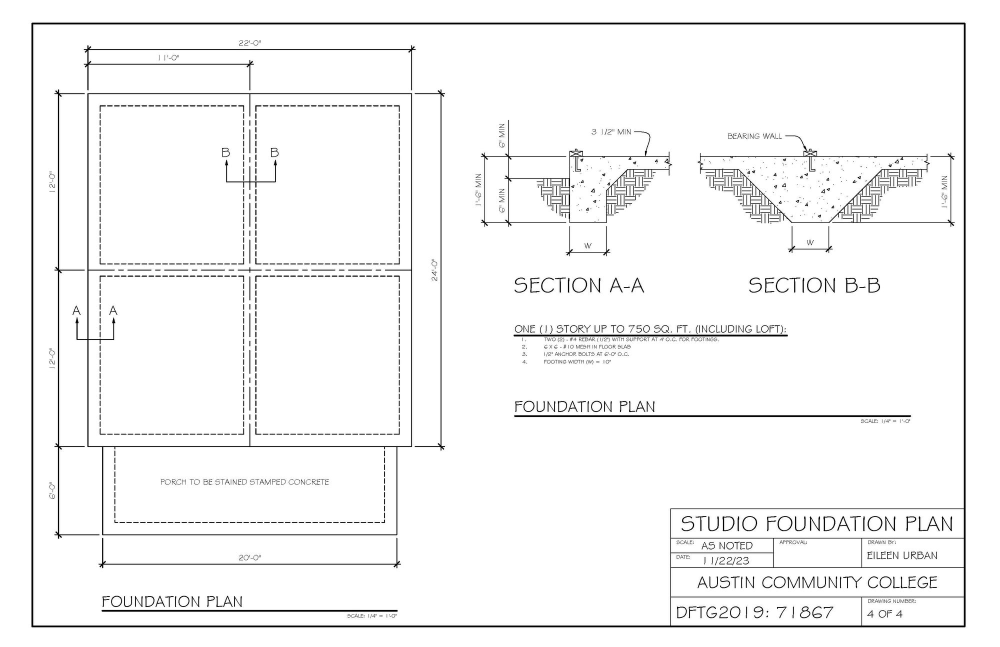 Fredericksburg Studio Foundation Plan