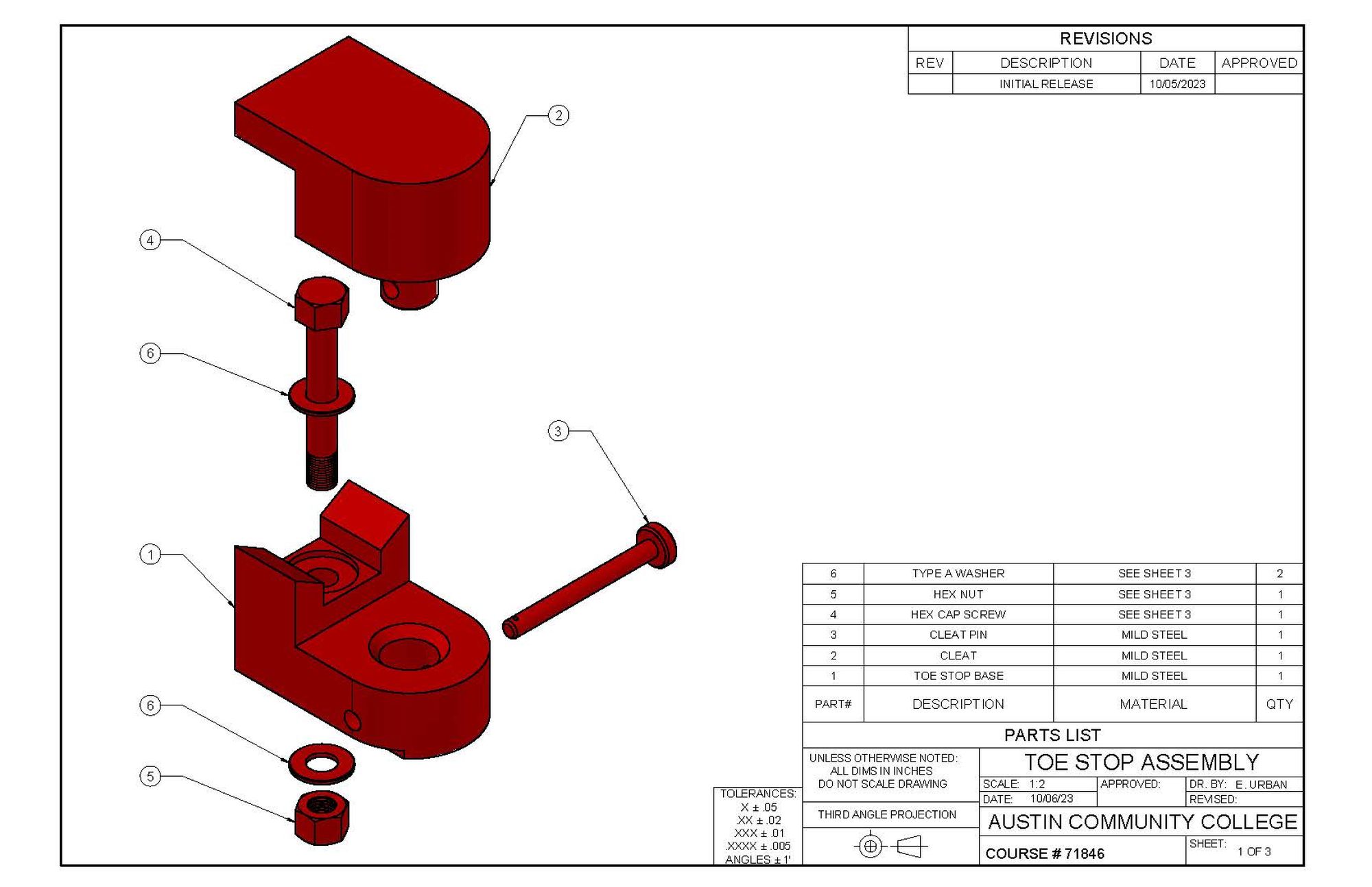 Toe Stop Assembly 3D Projection